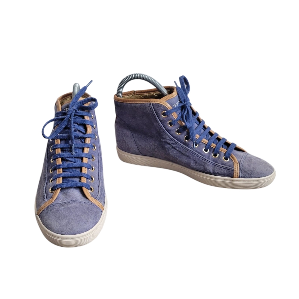 Tod's Blue Suede‎ And Leather High Top Sneakers